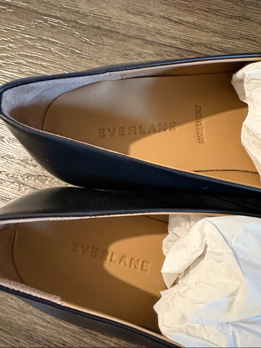 NIB [Everlane] Pointed Toe Italian Leather Black/White Flats Women’s 8.5 - Picture 13 of 15